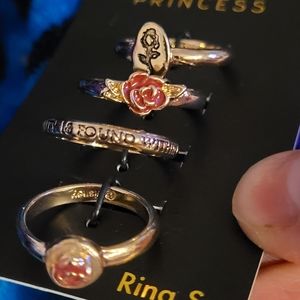 Disney princess Beauty and the Beast 4 ring set NWT